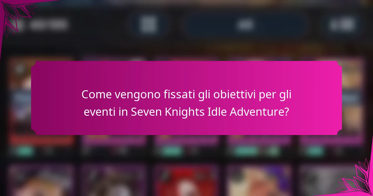 Come vengono fissati gli obiettivi per gli eventi in Seven Knights Idle Adventure?